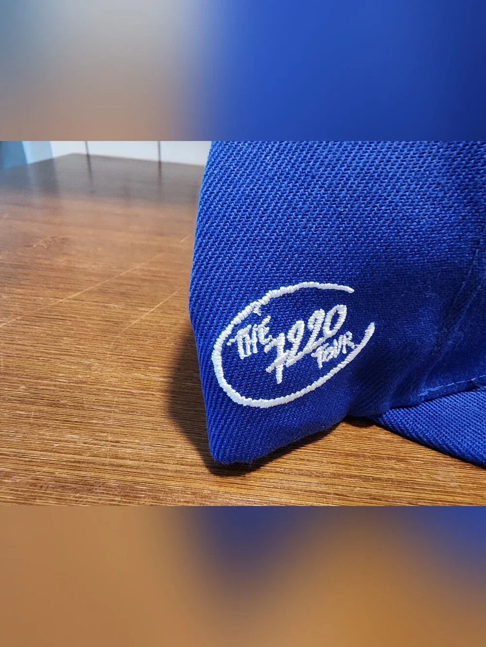 Blue Cap with White 7220 Tour Snapback Raised Embroidery